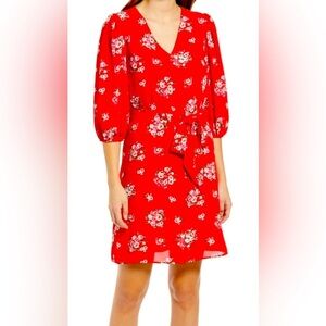 Halogen women’s Floral print tie waist long sleeve dress size XS
